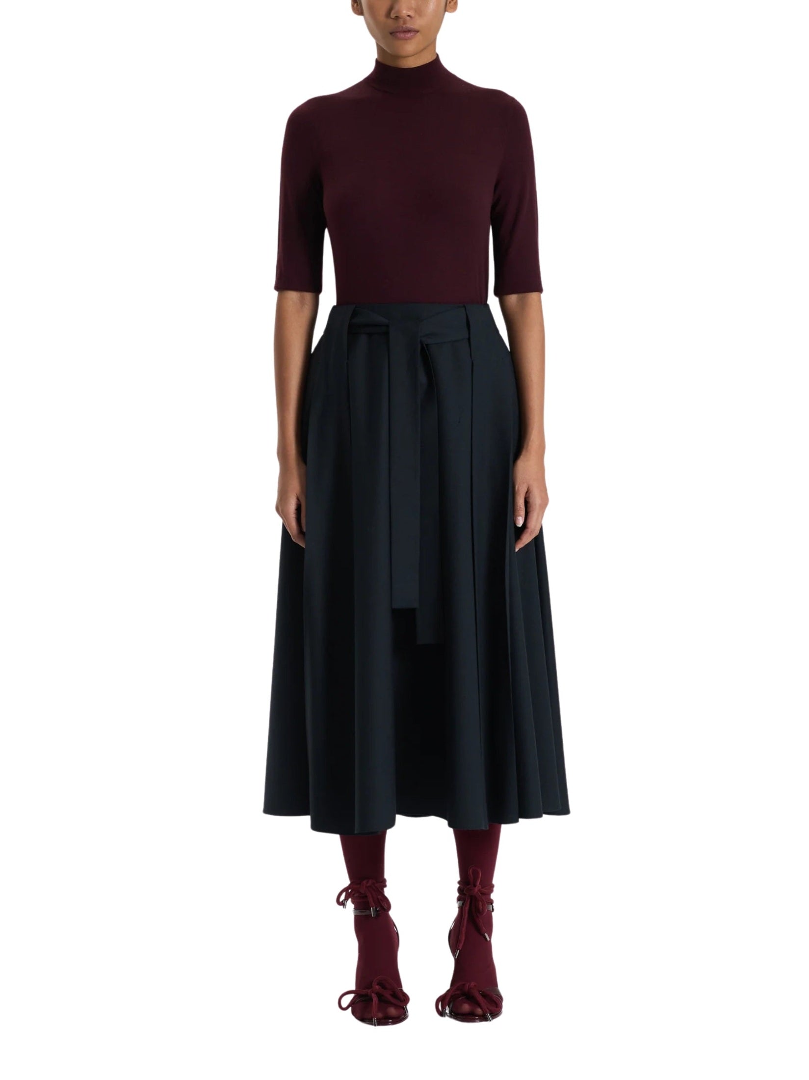 Black belted a-line skirt