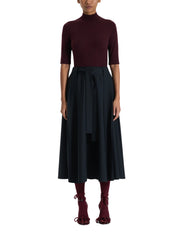 BLACK BELTED A-LINE SKIRT