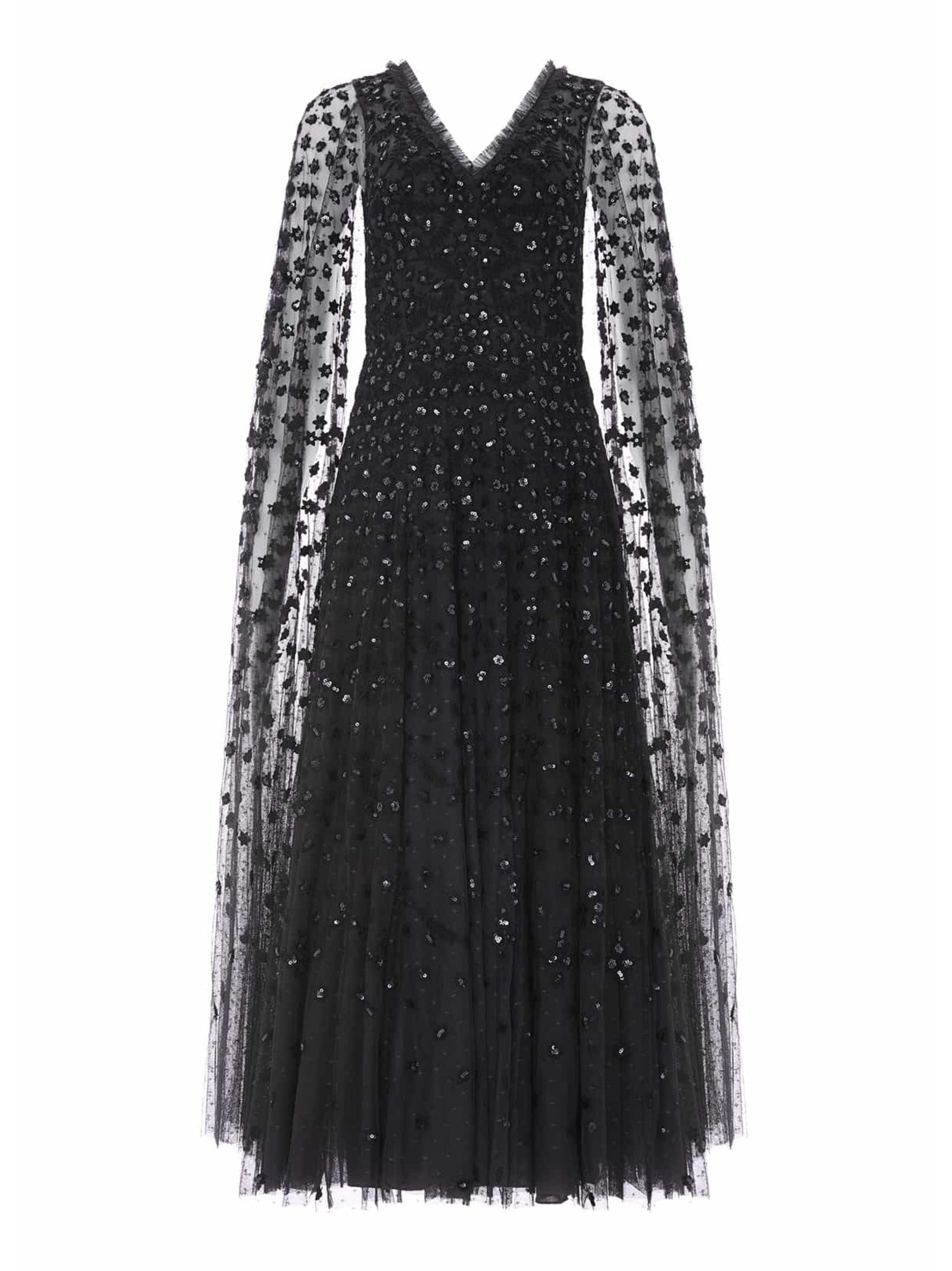 Clover cape sleeve ankle gown