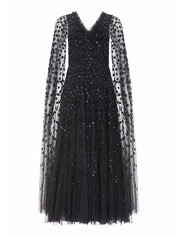 CLOVER CAPE SLEEVE ANKLE GOWN