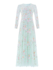 Garden rose long sleeve ankle gown