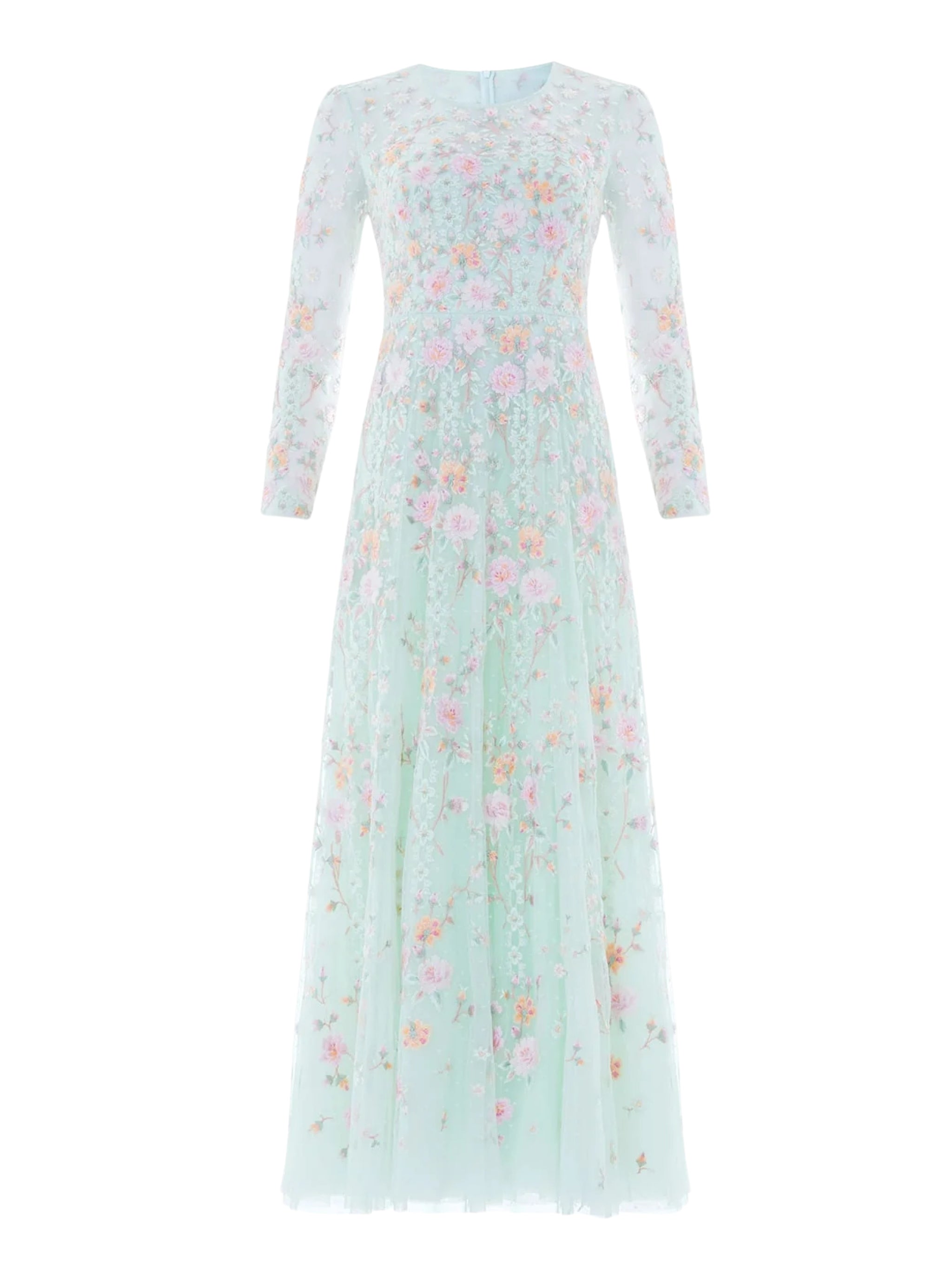 Garden rose long sleeve ankle gown