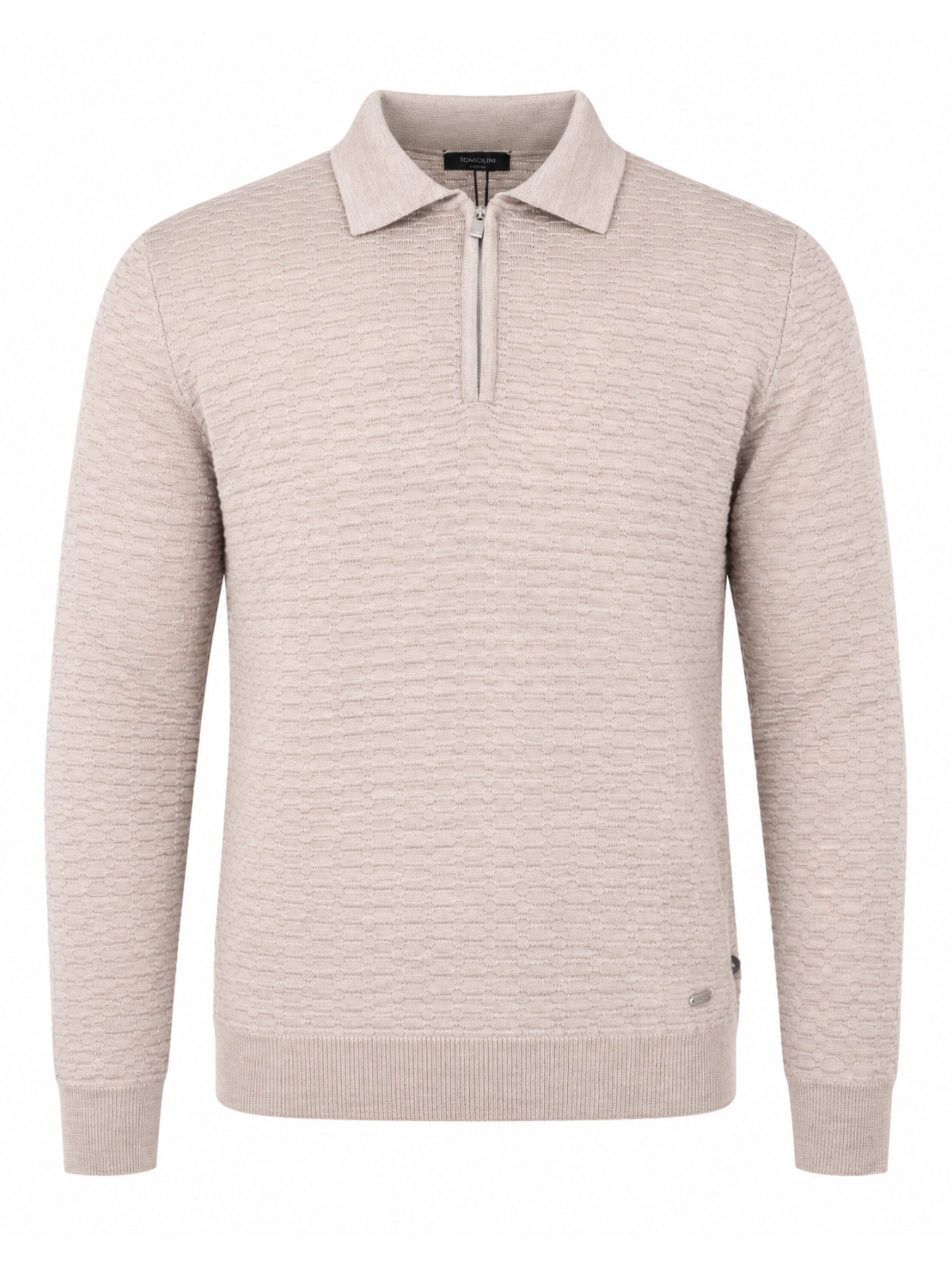 Cream Wool Zip Polo