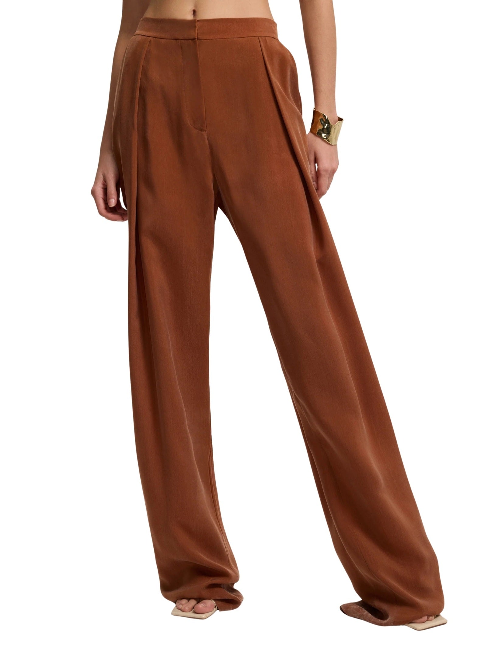 High waist cupro trousers