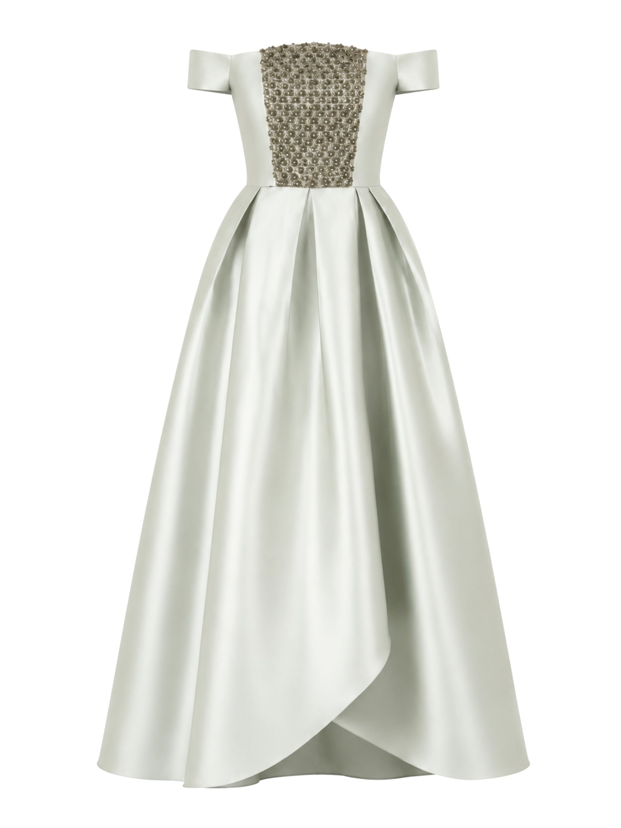 Hand embroiderd chest short sleeves off shoulder dress ballroom baloon dress