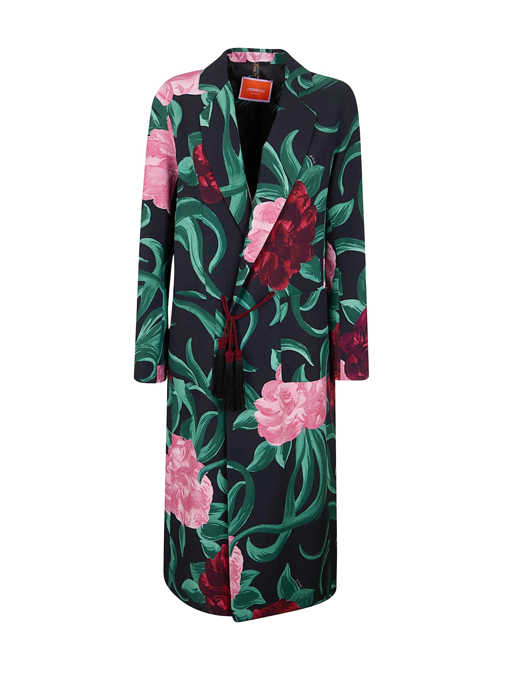 Duster Coat Peony Black In Sablé Satin