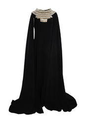 CREPE DRESS WITH EMBROIDERED NECKLINE