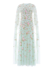 Rose bloom cape gown