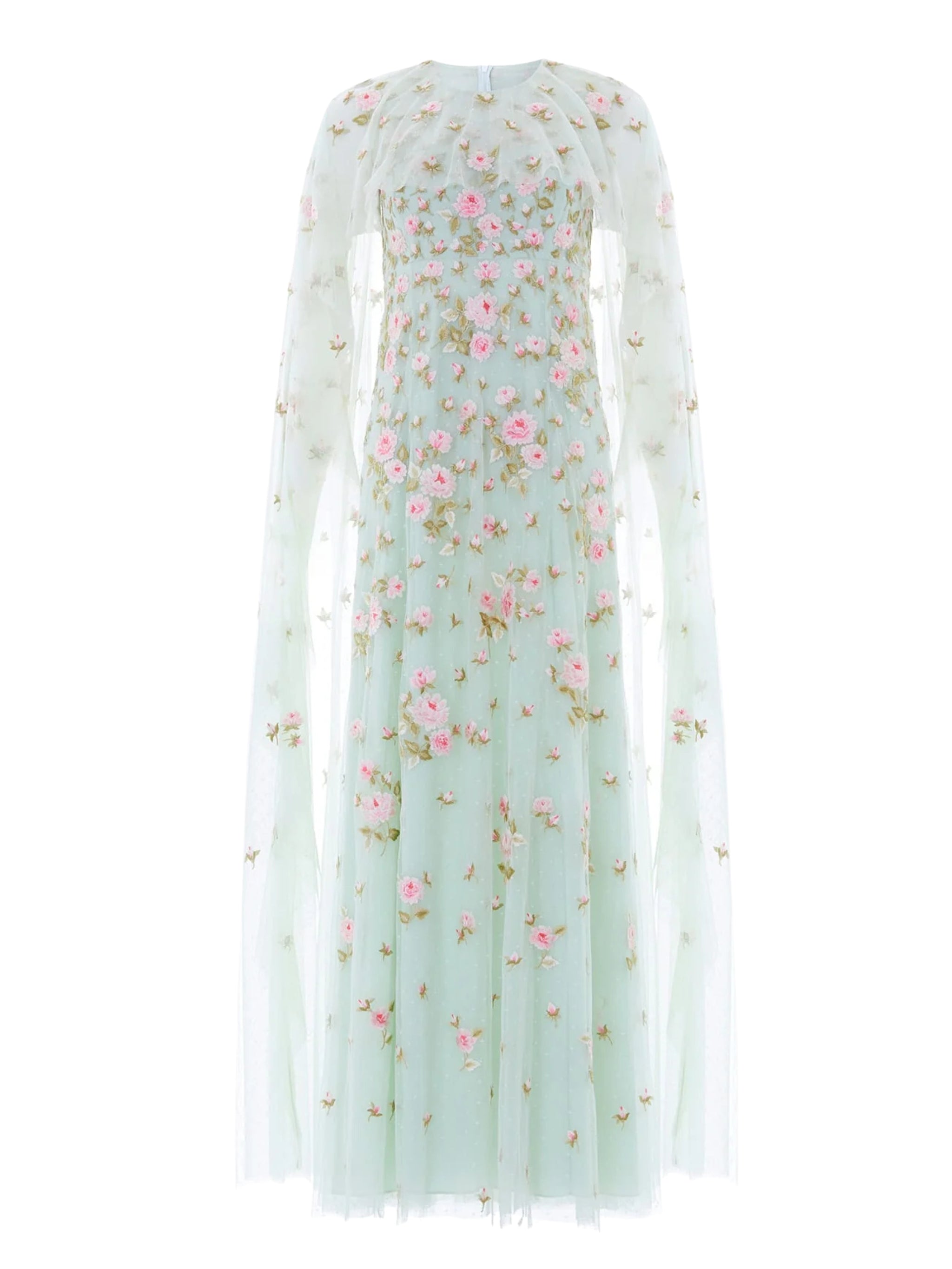 Rose bloom cape gown