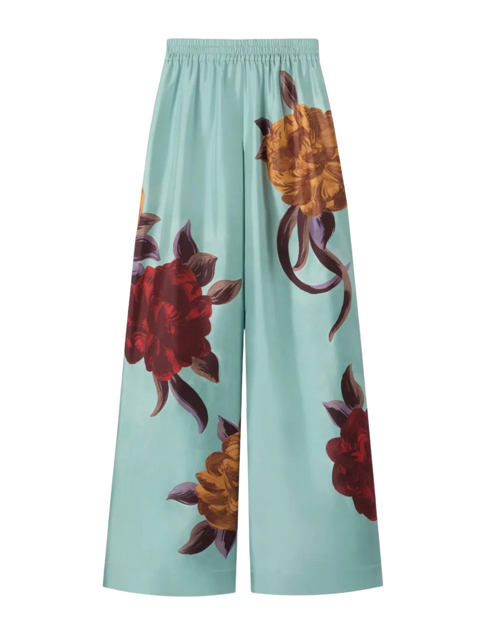 Palazzo pants peony placée light blue in silk twill