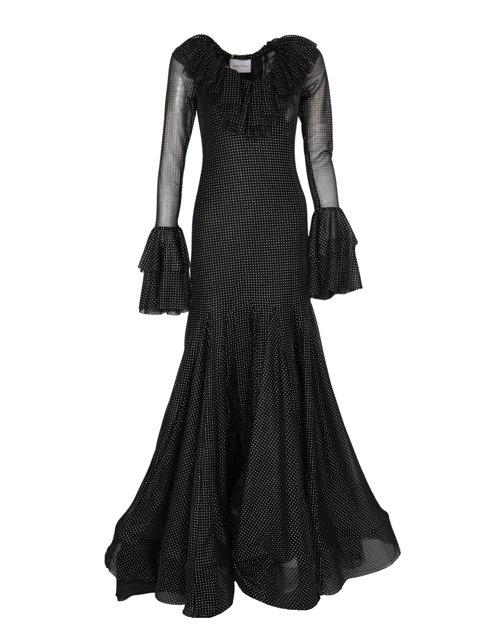 Black parisian studded embroidered dress