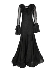 Black parisian studded embroidered dress