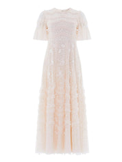 Gianna ruffle short sleeve ankle gown