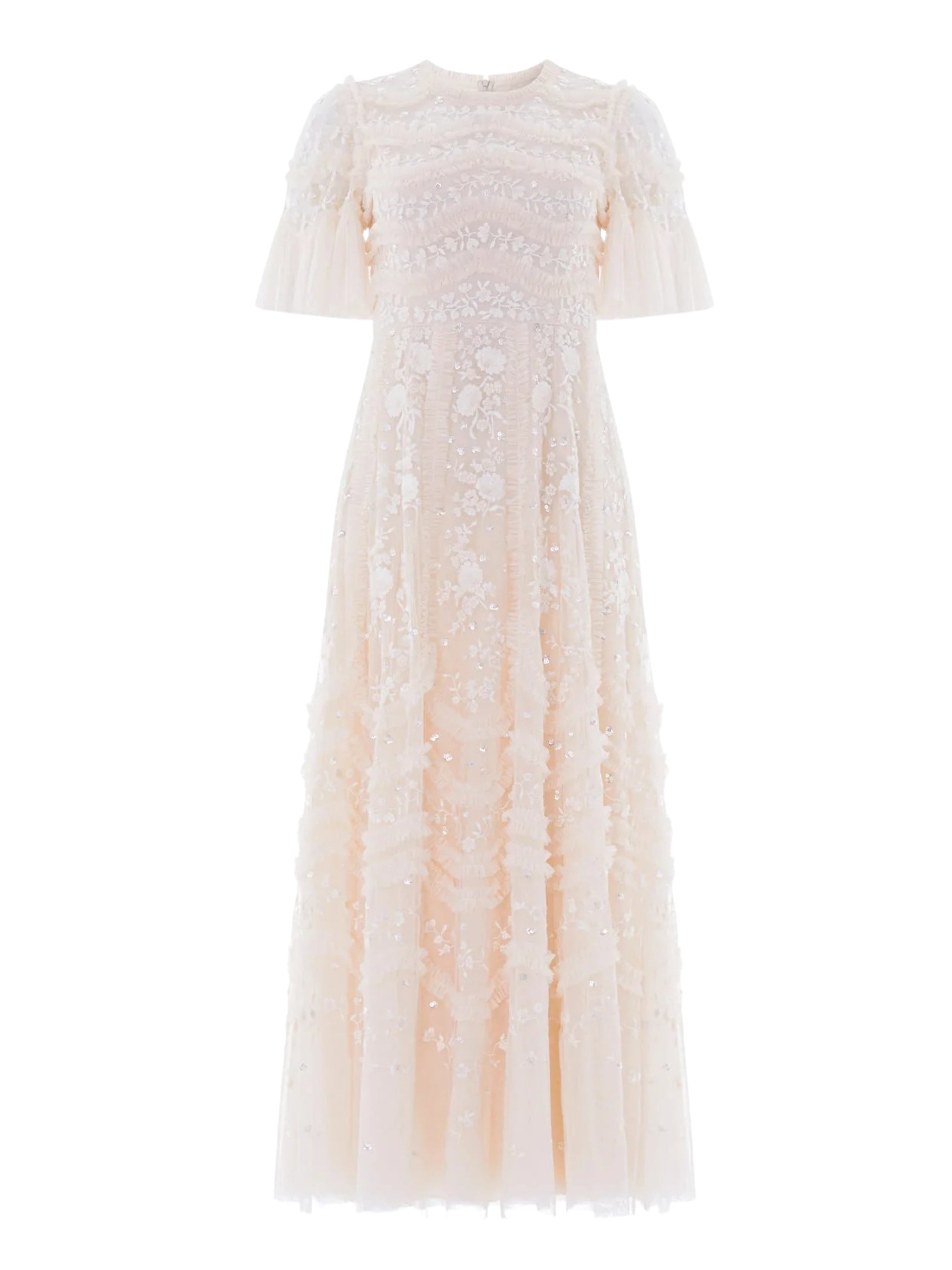 Gianna ruffle short sleeve ankle gown