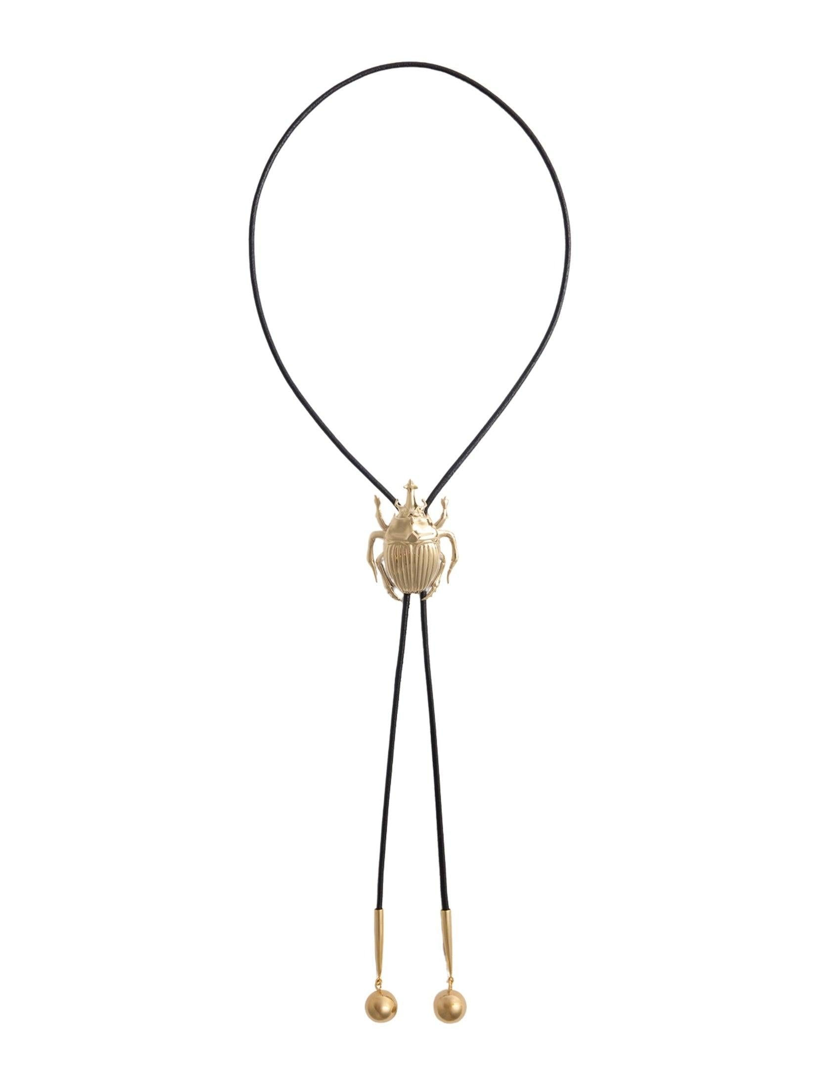 Scarab cow tie 24k gold plate