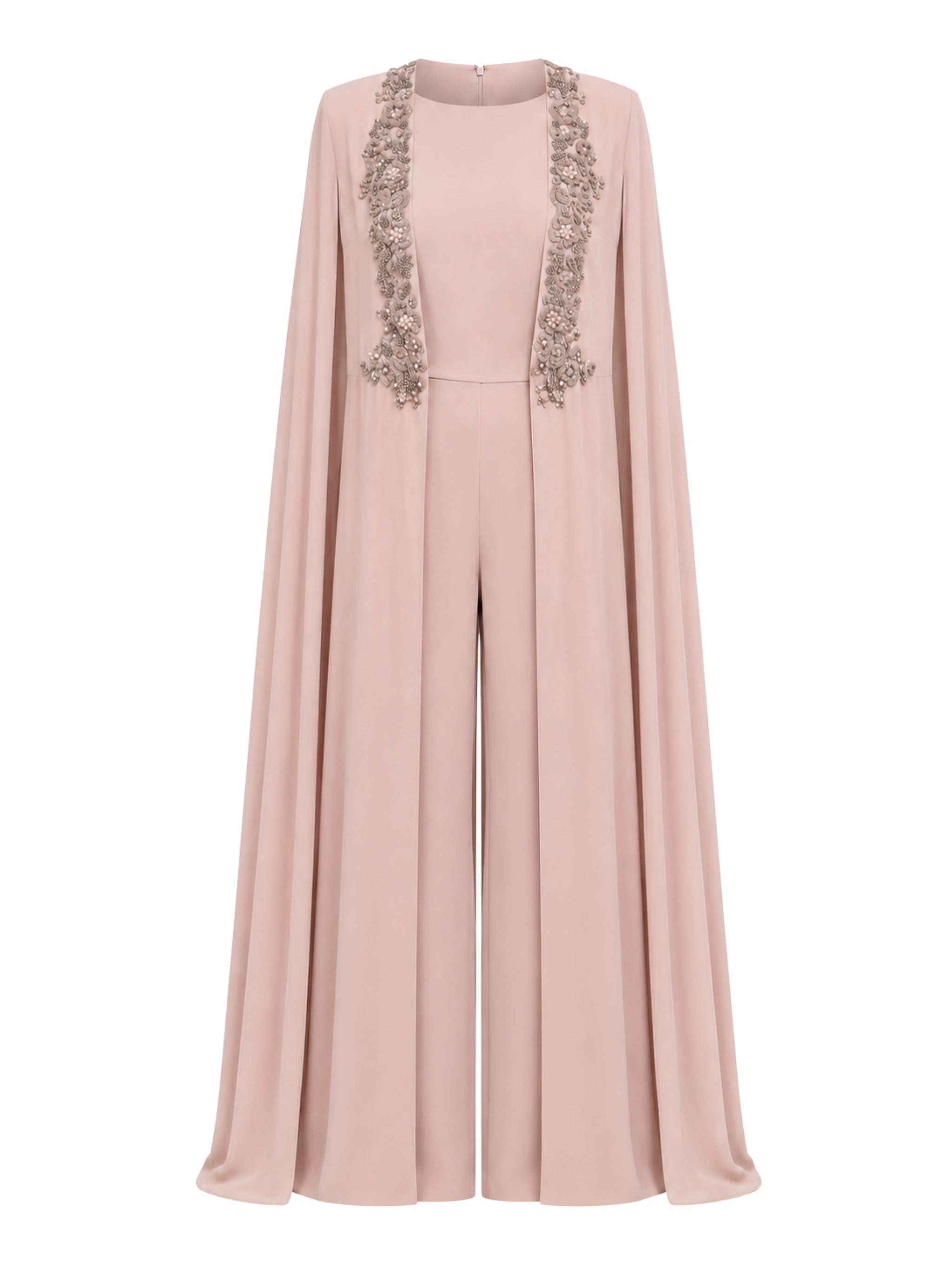 Pink Plain Dress With Cape