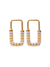 Nail lock earrings in sterling silver & 18k gold vermeil and white enamel