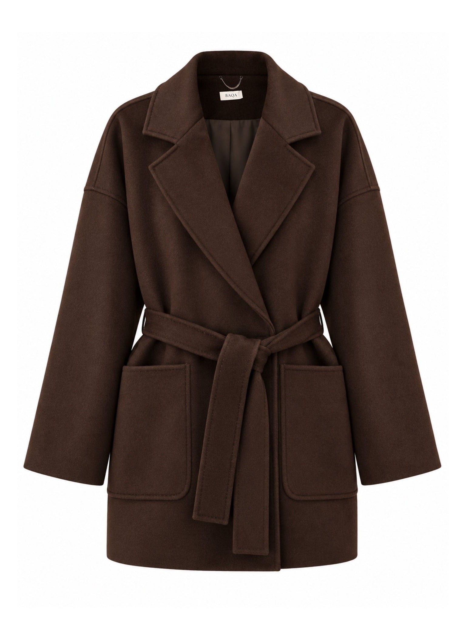 Short Melton Coat with Large Pockets