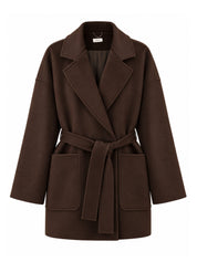 Short Melton Coat with Large Pockets