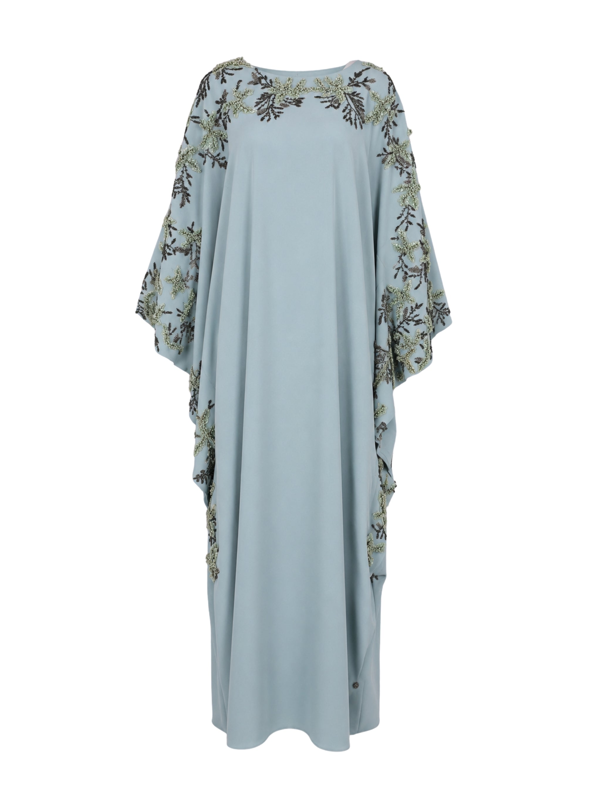 Hand embroiderd flowers -long sleeve dress-kaftan cut dress