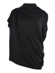 ENVER SATIN DRAPED TOP WITH PIERCING DETAIL