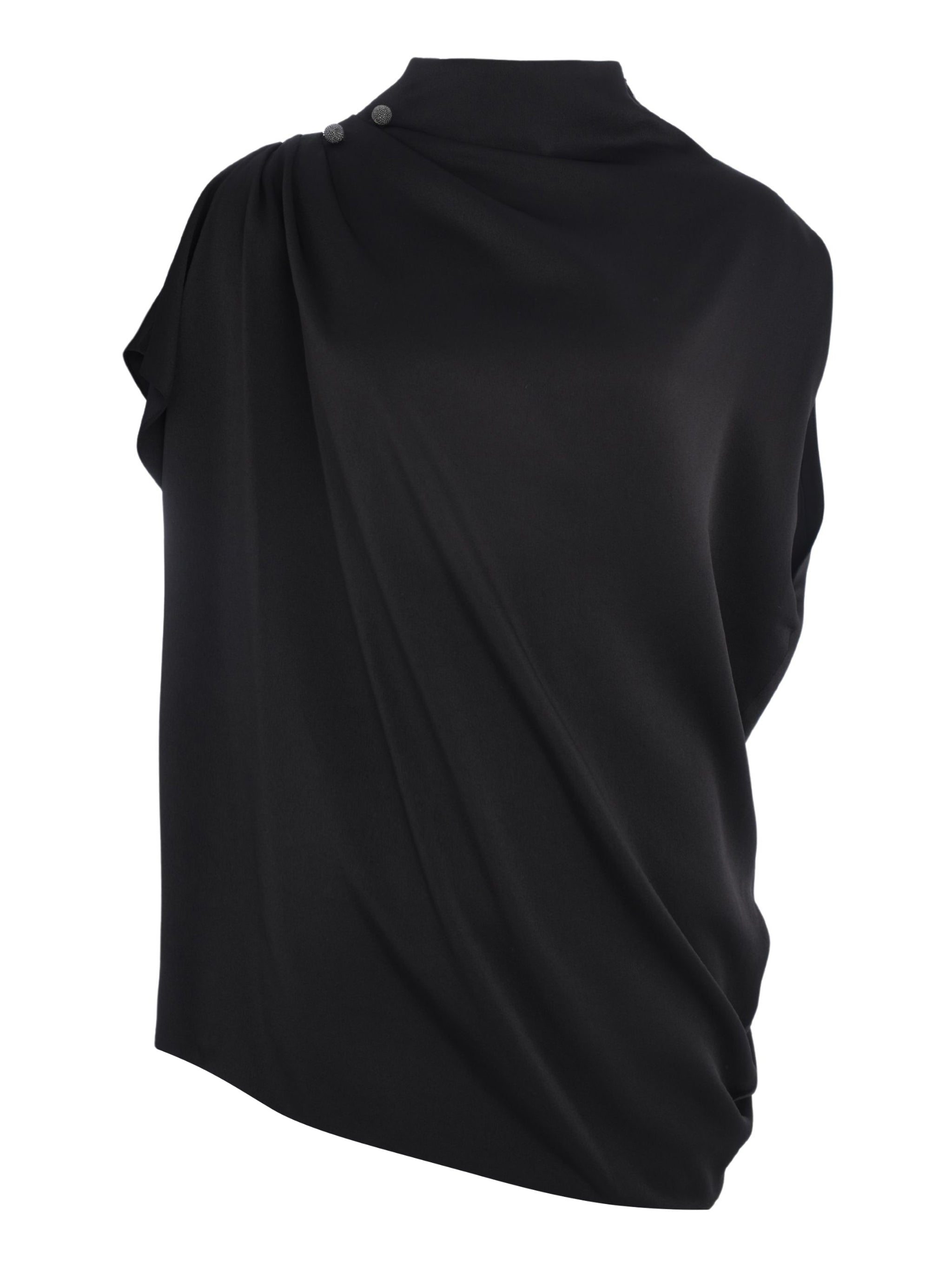 ENVER SATIN DRAPED TOP WITH PIERCING DETAIL