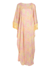 YELLOW KAFTAN WITH DARK PINK ON THE SLEEVES