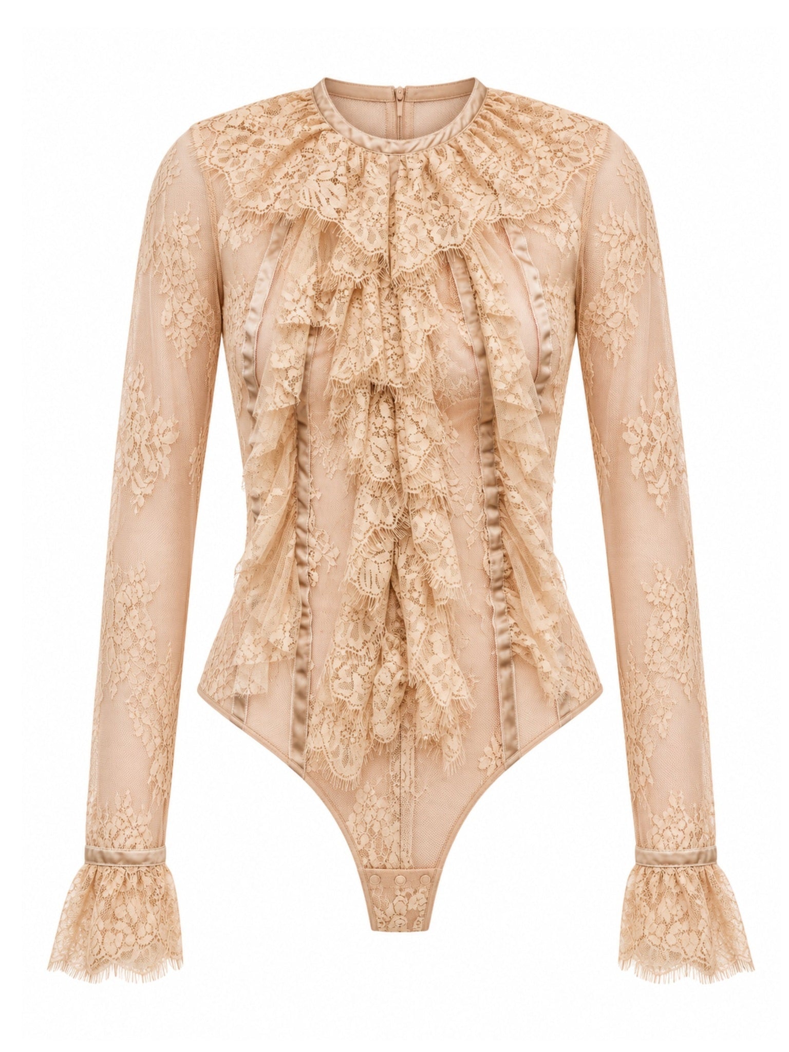 Ruffle-Detail Sheer Blouse