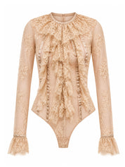 Ruffle-Detail Sheer Blouse