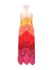 SUMMER GRADIENT RICHELIEU OMBRE MIDI DRESS