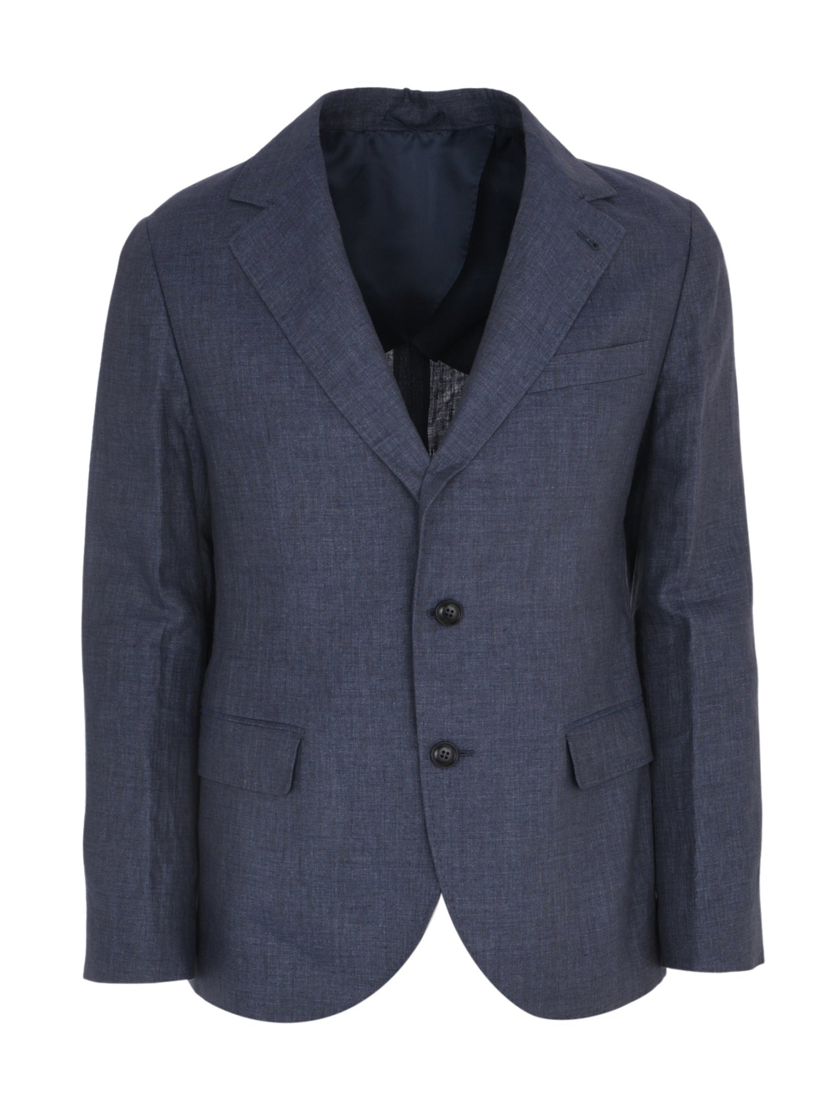 Wool linen silk plaid blazer