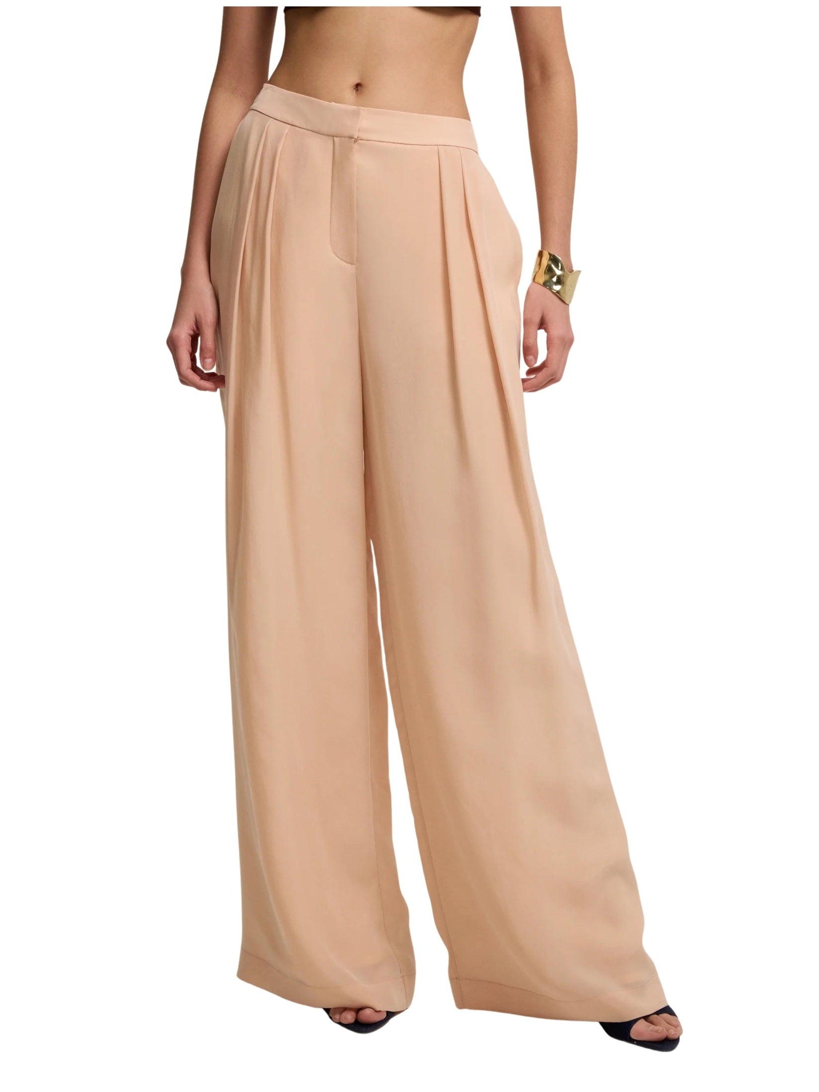 Wide leg cupro trousers