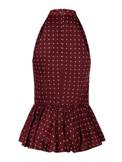 Dot peplum halterneck