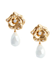 Gold Flower Pearl Earrings