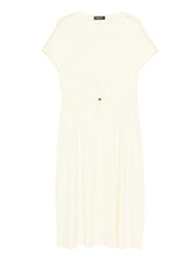 Ribbed jersey sack dress with knit brilliant shoulder detail