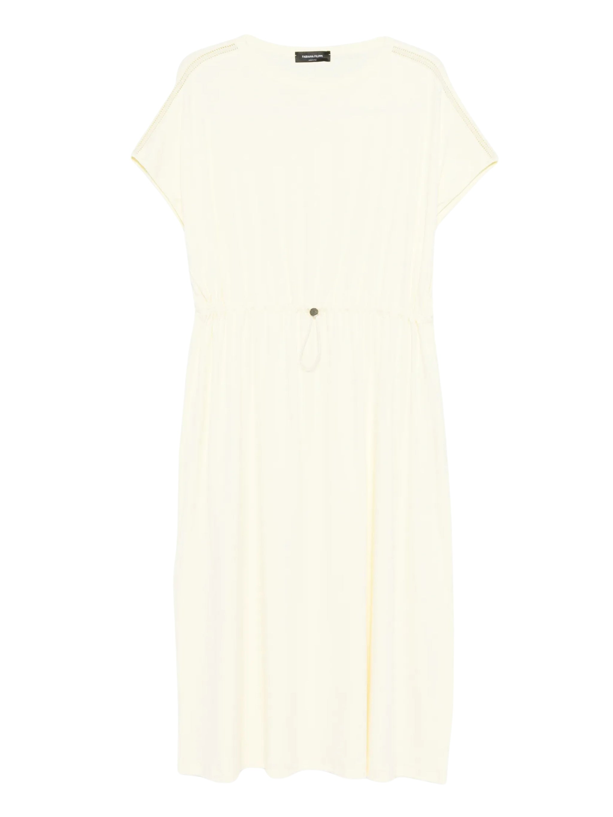 Ribbed jersey sack dress with knit brilliant shoulder detail