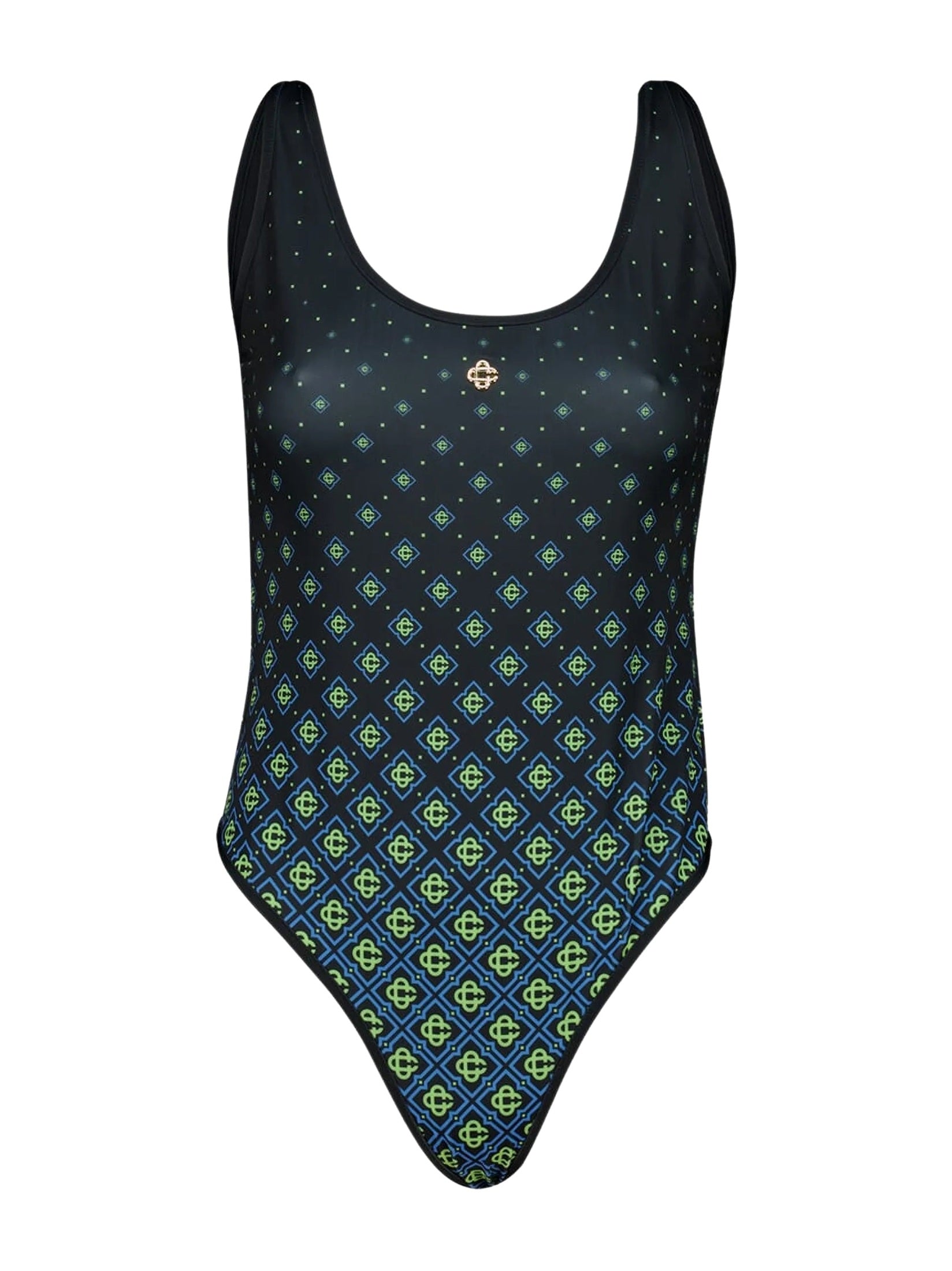 Degrade black monogram printed swimsuit