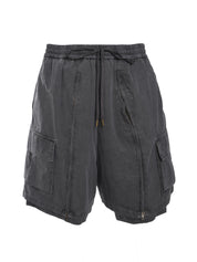 WASHED LAYERED ZIP-UP SHORTS