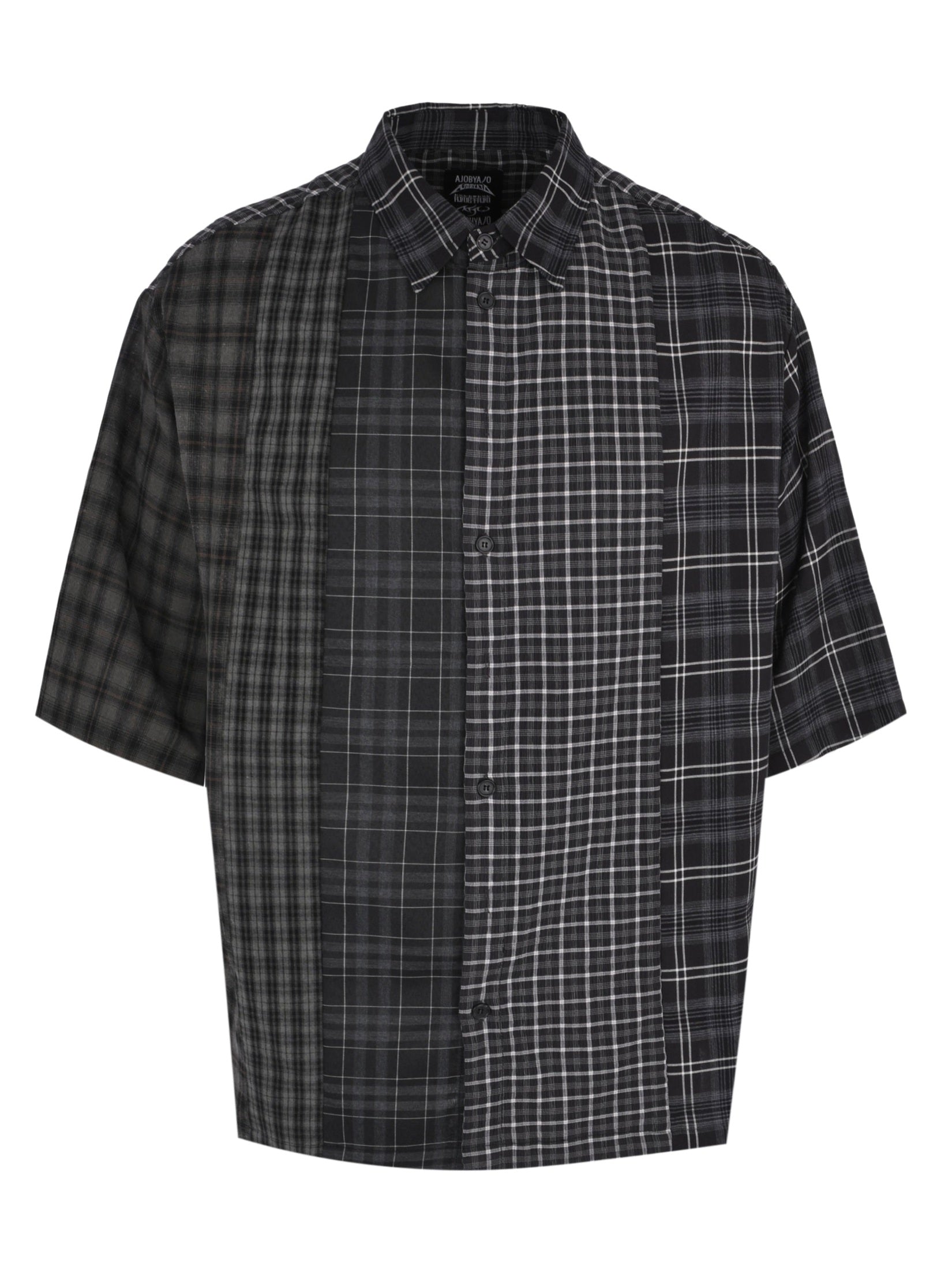Check mixed short sleeve shirt