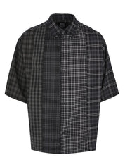 Check mixed short sleeve shirt