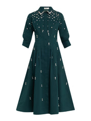 Jazz Embellished Pintuck Midi Dress