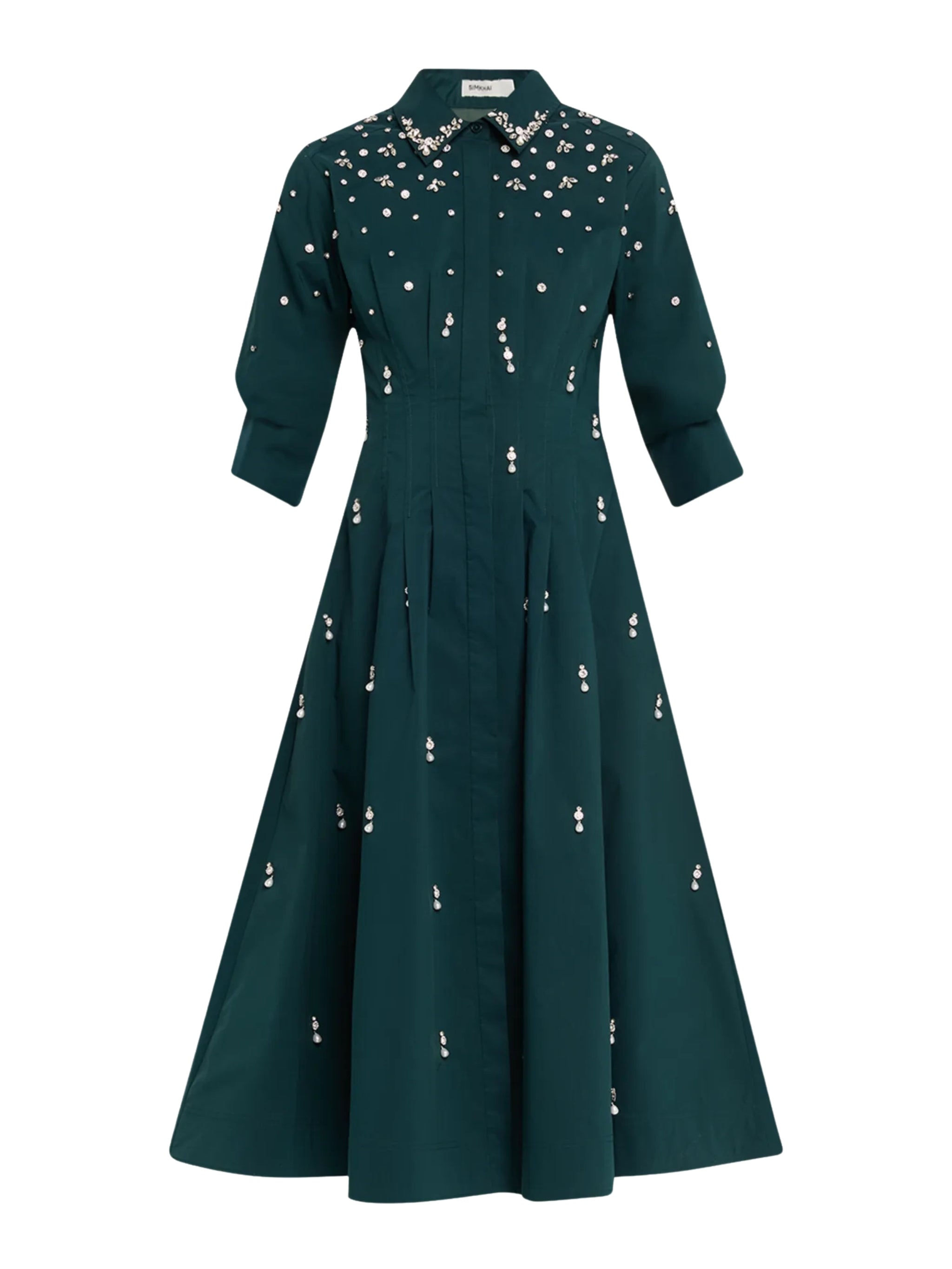 Jazz Embellished Pintuck Midi Dress