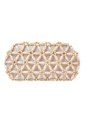 Beige & cream tebea clutch