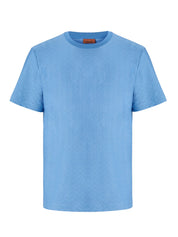 Crew-neck cotton jacquard T-shirt with tone-on-tone zigzag design