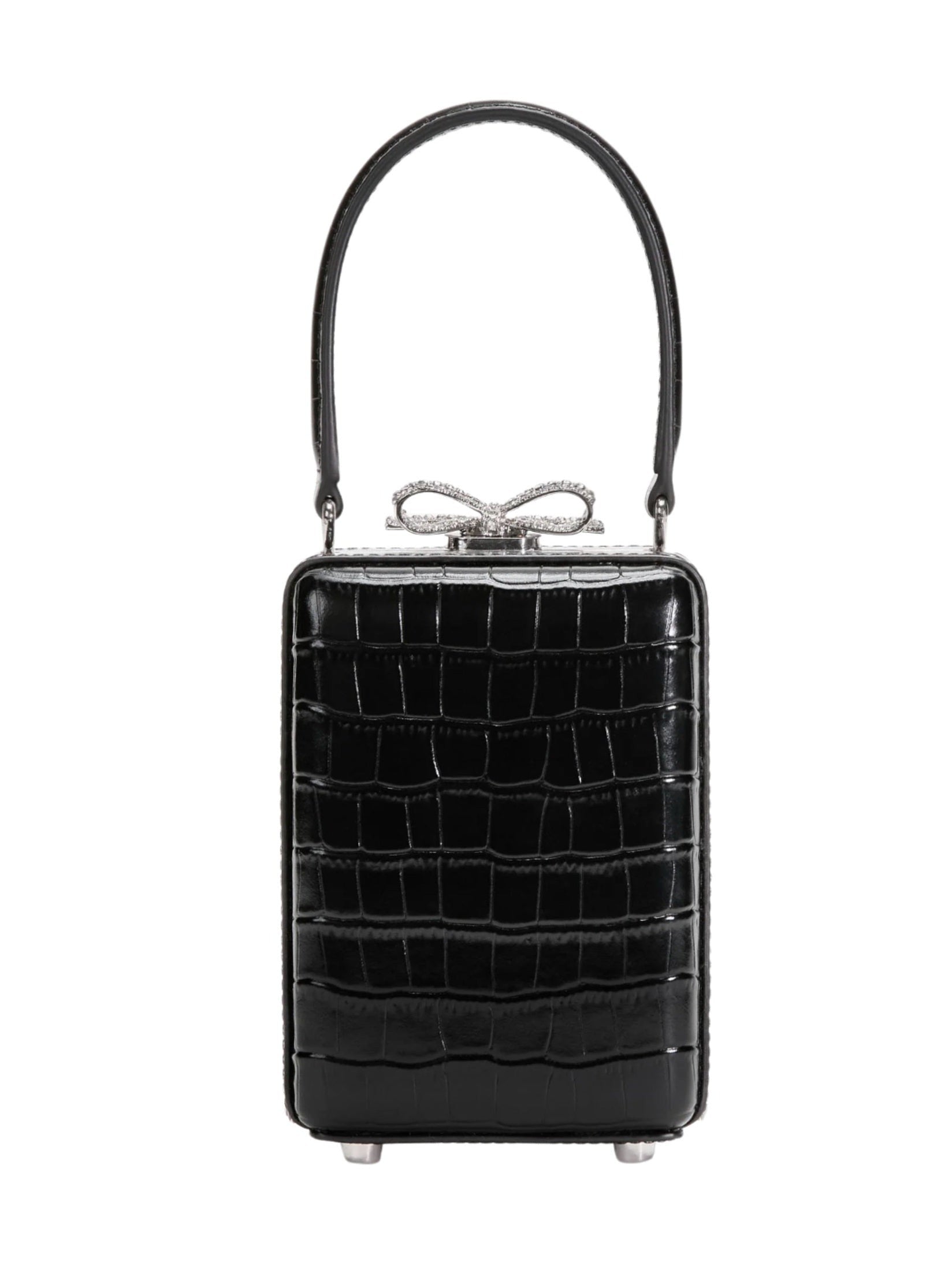 Black croc leather micro bag