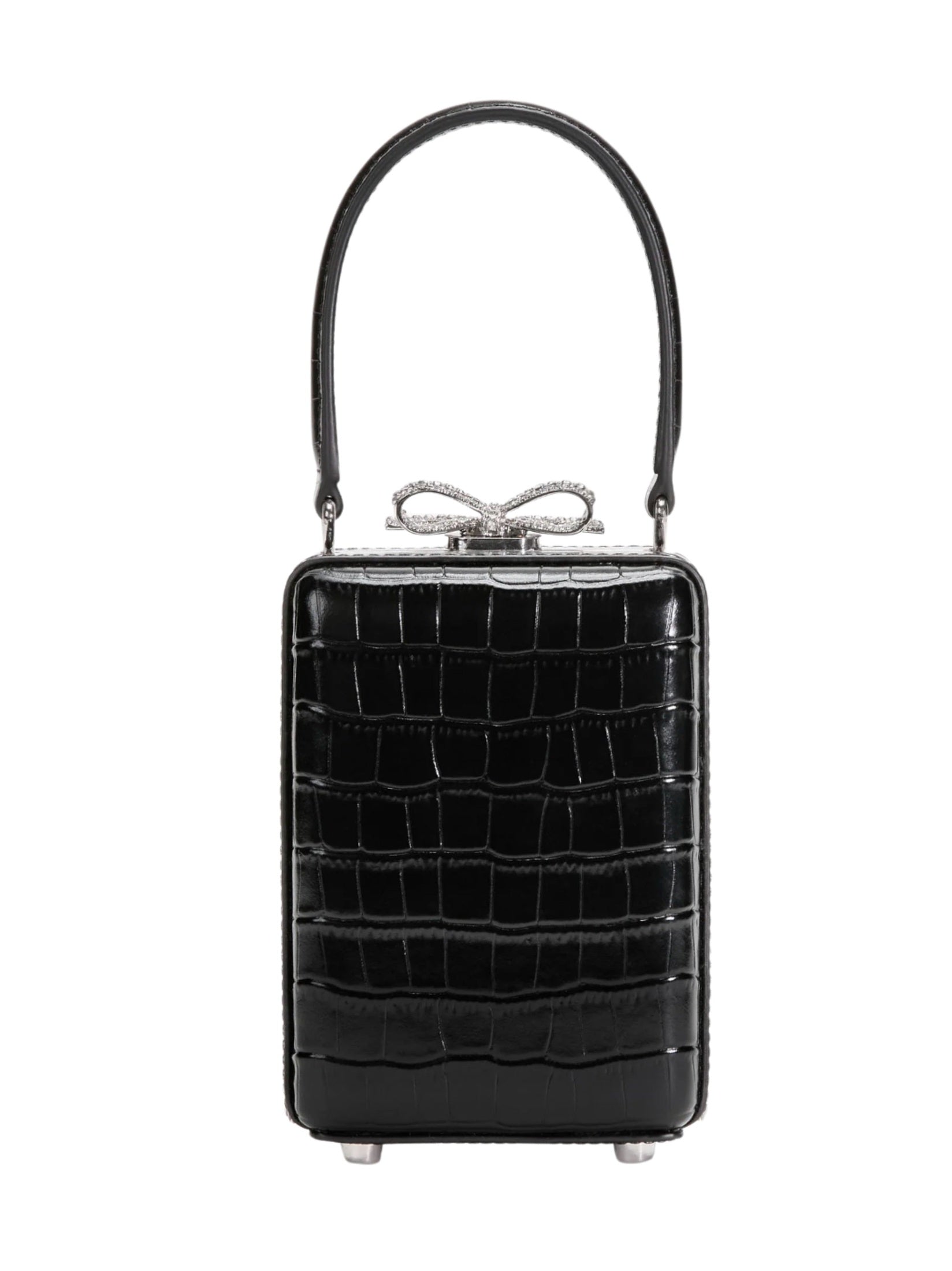 Black croc leather micro bag