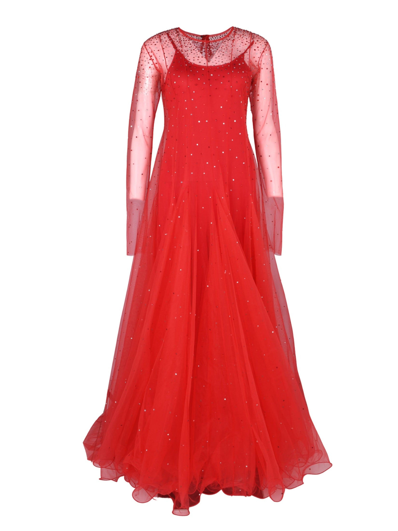 Red tull dress