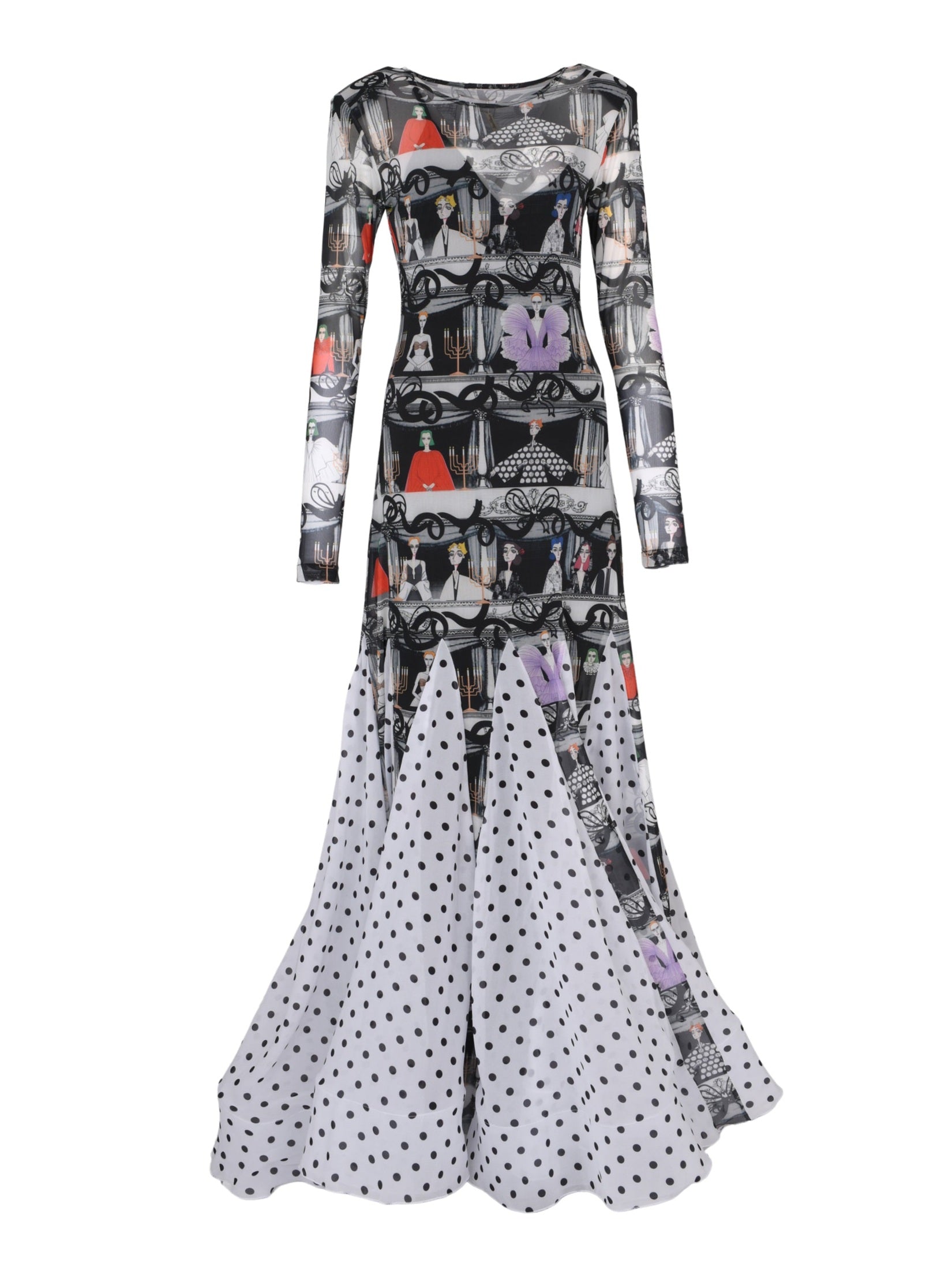 Theatre hekayat limited edition pattern mesh dress with inner dress