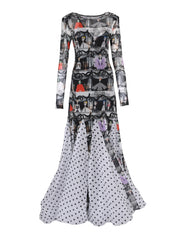Theatre hekayat limited edition pattern mesh dress with inner dress