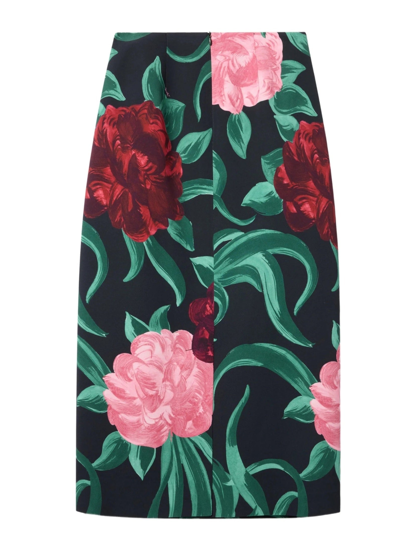Pencil skirt peony black in sablé satin
